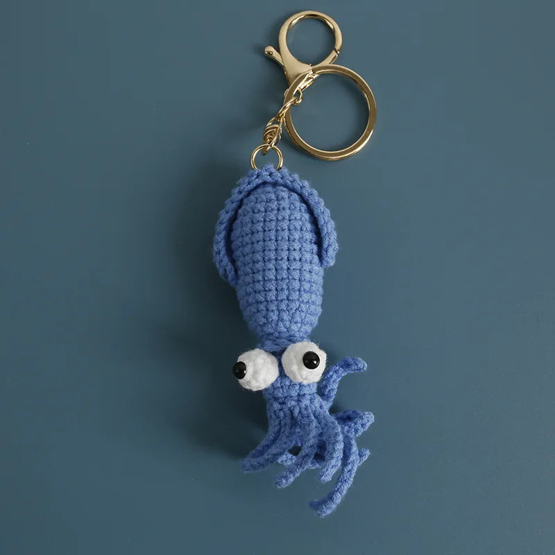 Funny Shrimp Doll Crochet Keychain Handmaking Clown Fish Knitting Keyrings Cute Shrimp Keyrings Bag Pendant Custom Accessories