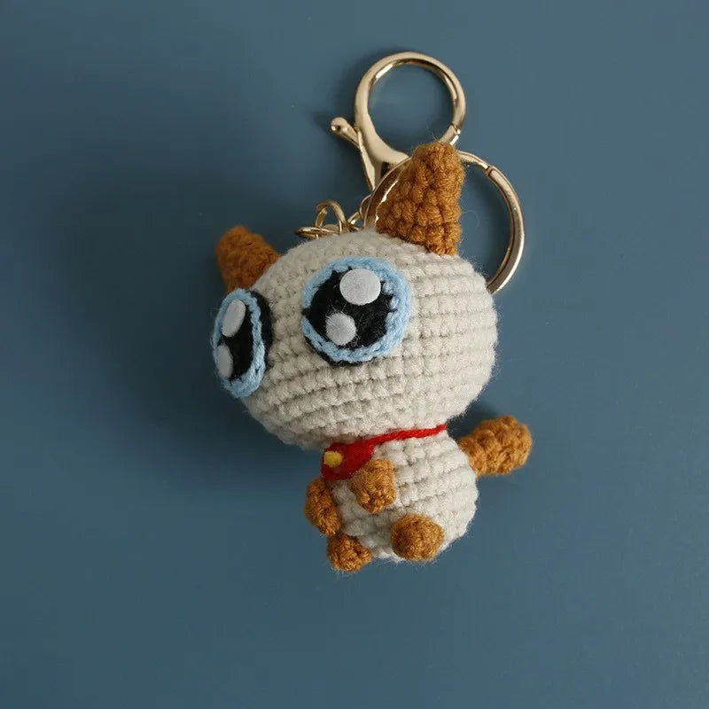 Exquisite Kitten Doll Crochet Keychain For Bag Pendant Knitted Small Cat Doll Keyrings Cute Kitten Keychain Custom Accessories