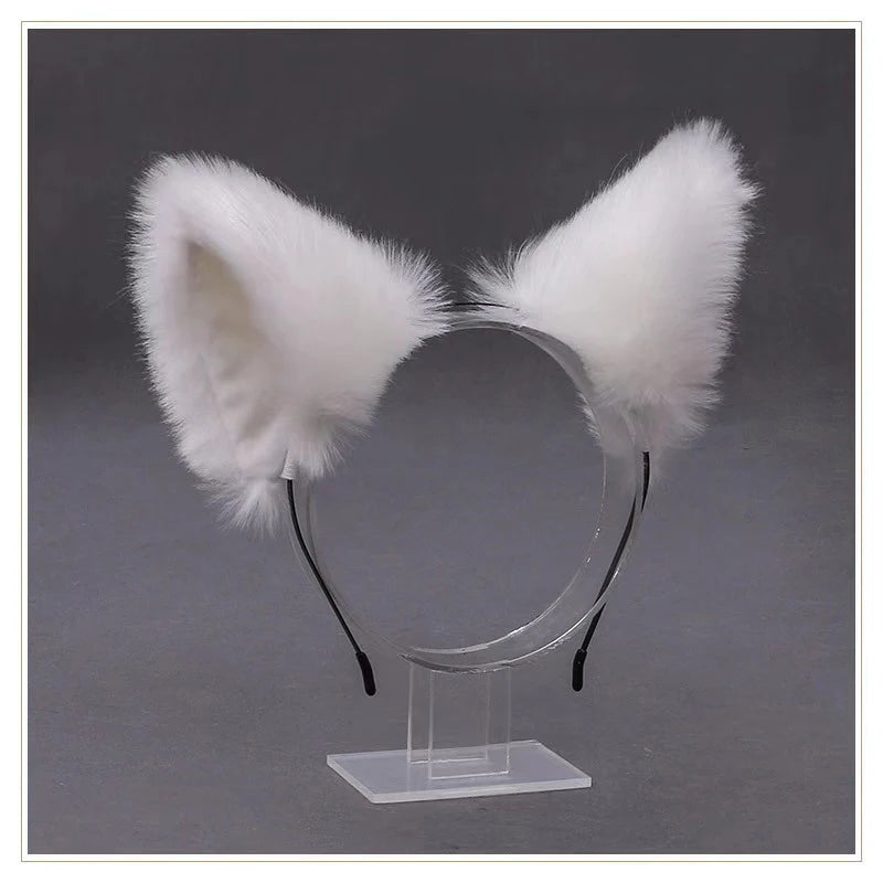 Lolita Animal Cat Fox Ear Hair Hoops Cosplay Girls Halloween Anime Headbands Headwear Hair Accessories