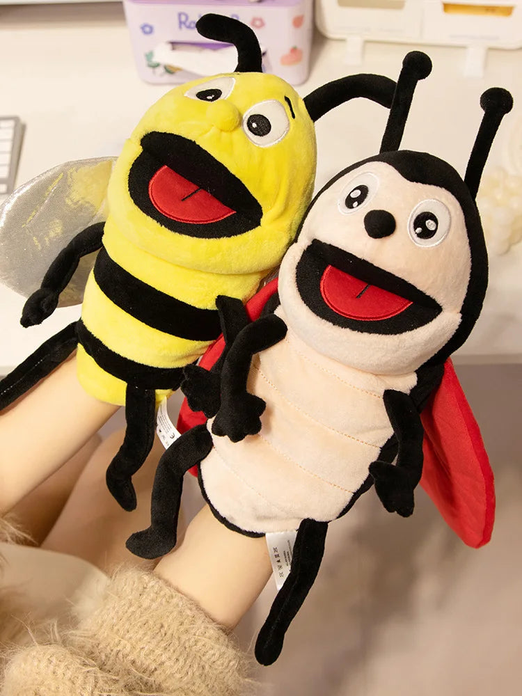 Insect Plush Hand Puppet Storytelling Bee Ladybird Butterfly Soft Stuffed Plush Toys Early Education Hand Finger Story Puppet