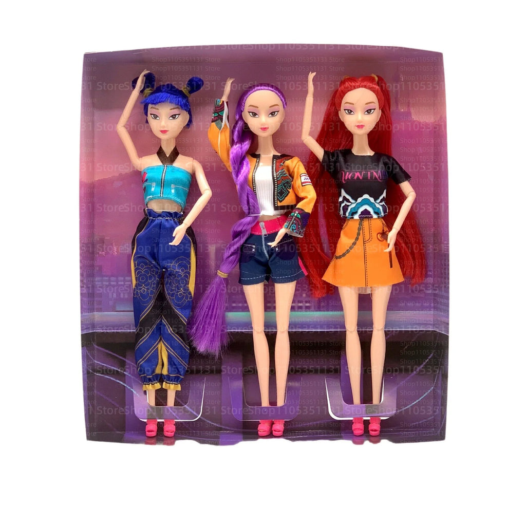 Kpop Rumi Mira Zoey Vinyl Doll Anime Hunters Girl 11 Inch Articulated With Theme Music Cute Toy 3PCS Set Gift for Kids Girl Fans