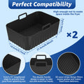 2Pcs Air Fryer Silicone Pot Air Fryer Liner Heat Resistant Air Fryer Silicone Basket Rectangle Baking Pan for Oven Microwave
