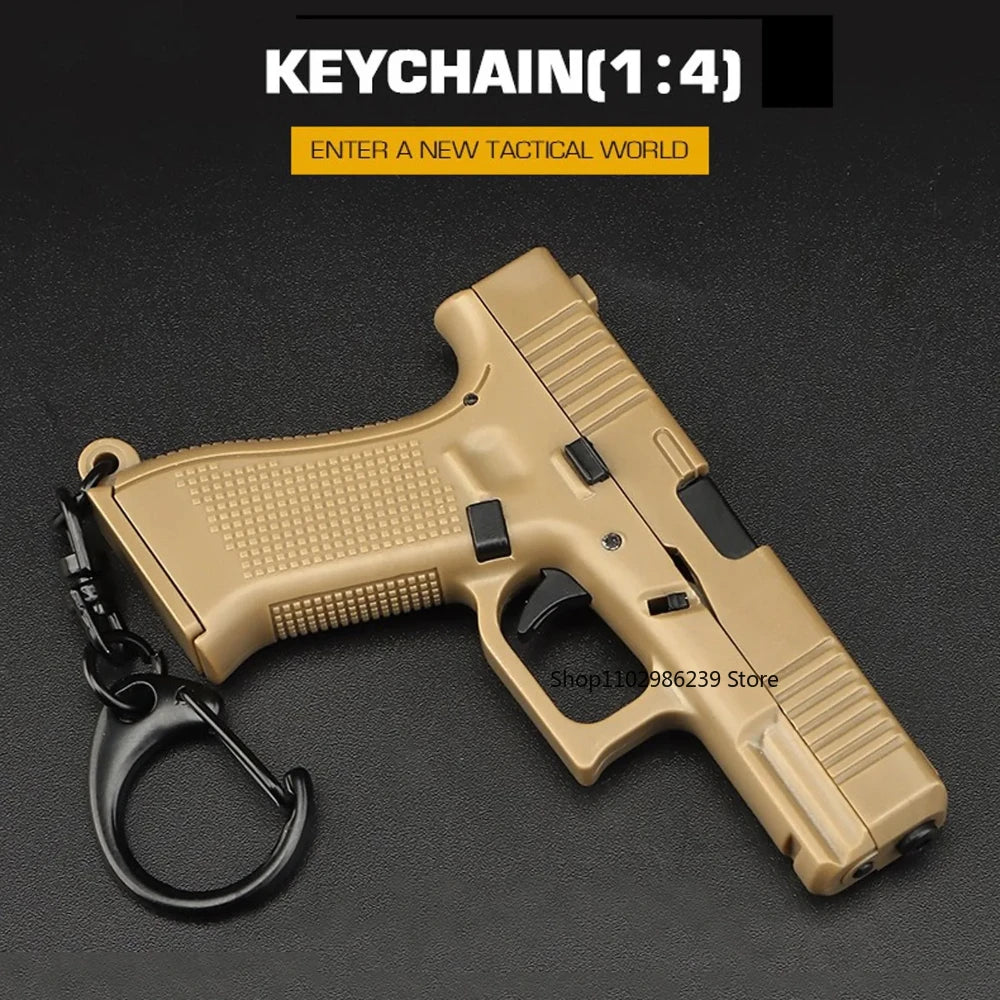 Mini Tactical Pistol Shape Car Keychain for Men Portable Decorations Detachable Keyring Realistic Model Toy Bag Accessories