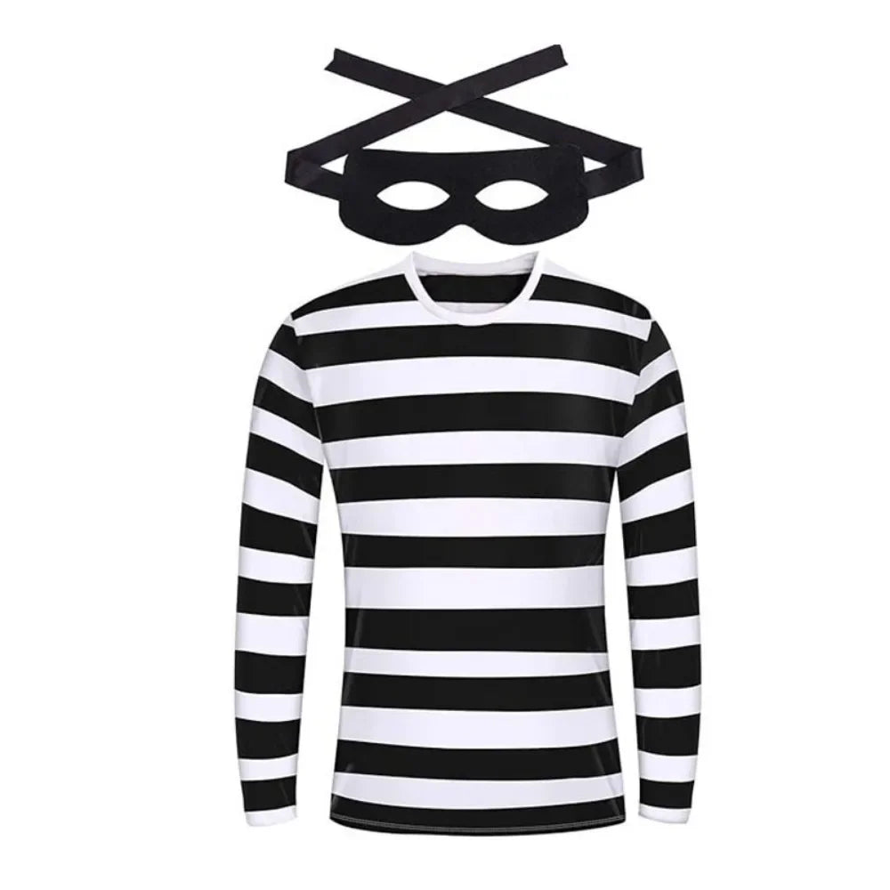 Movie Convict Thief Cosplay Costume Bank Robber Disguise Accessories Sets for Kids Halloween Carnival Party Clothes Role Play