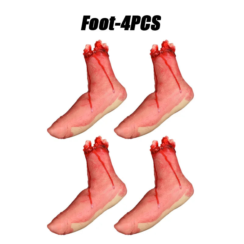 Halloween Fake Bloody Body Parts Realistic Severed Hands Legs Arms Props for Haunted House Scary Prank Party Decorations