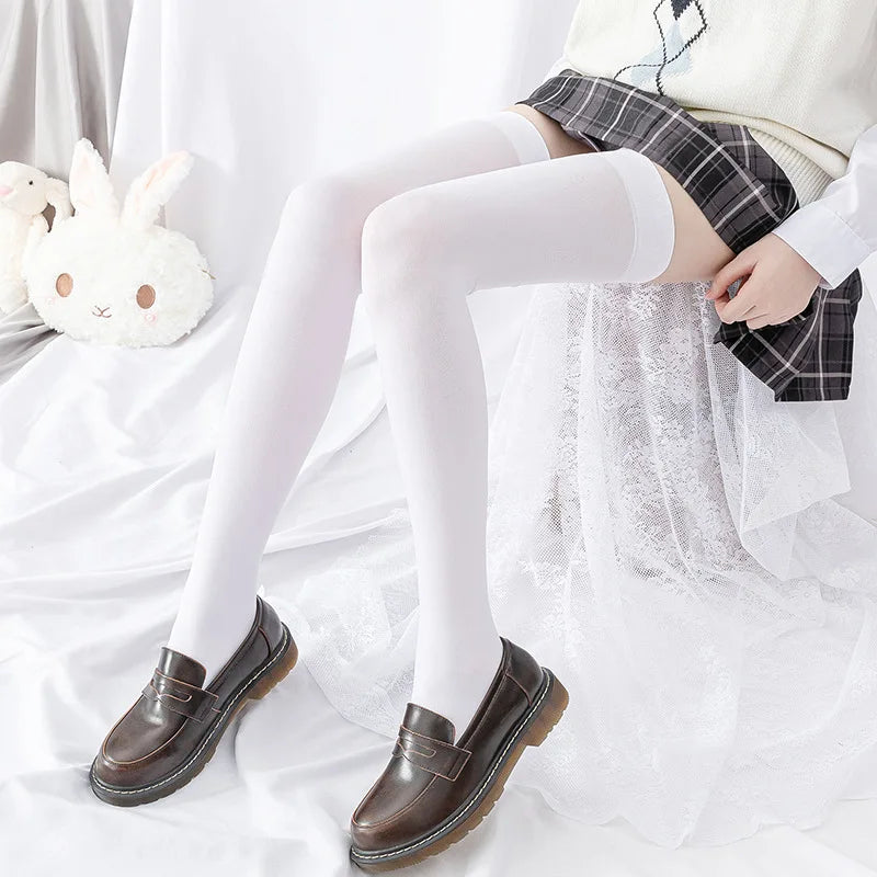 Long Tube Over The Knee Socks Velvet High Elasticity Uniform White Anti-slip Slim Velvet Thigh Women Girls Height 190cm Stokings