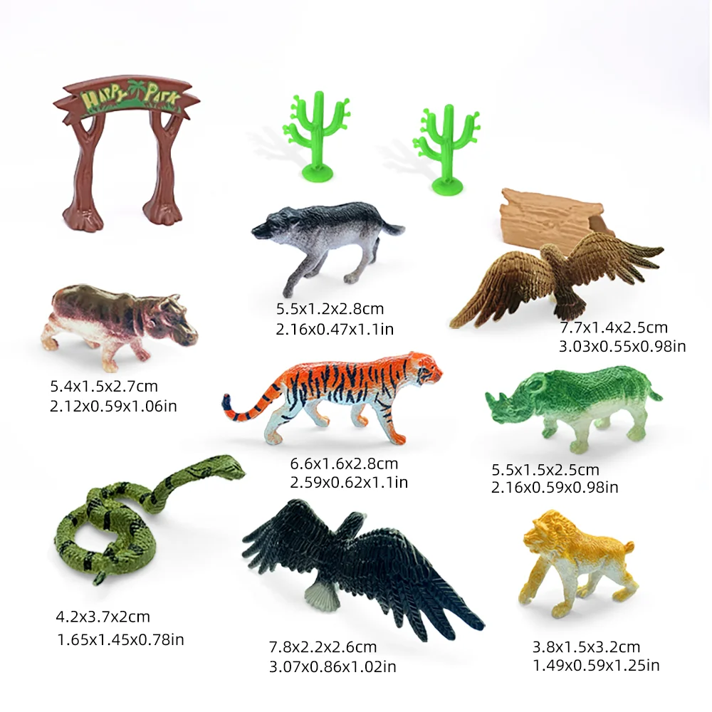 96pcs Animal Model Wild Jungle Zoo Plastic Action Figures Tiger Lion Collection Model Doll Educational Toy for Children Gift