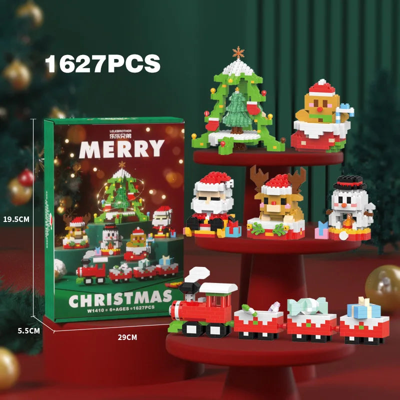 Christmas Building Block Santa Claus Snowman Elk Tree Micro Brick Puzzle Assembly Model Home Decoration Xmas Party Gift Kid Toy