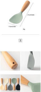1Pcs Silicone Non-Stick Cooking High-Temperature-Resistant Spoon Anti-Scalding Pot Rice Durable Kitchen Gadgets Rice Spoon