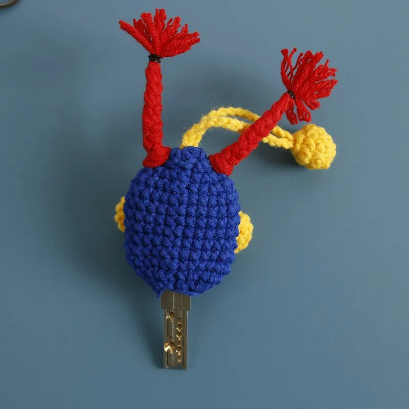 Cute Fruit Series Sausage Mouth Doll Crochet Keychains Custom Knitting Bag For Car Keys Holder Funny Doll Bag For Keys Storage