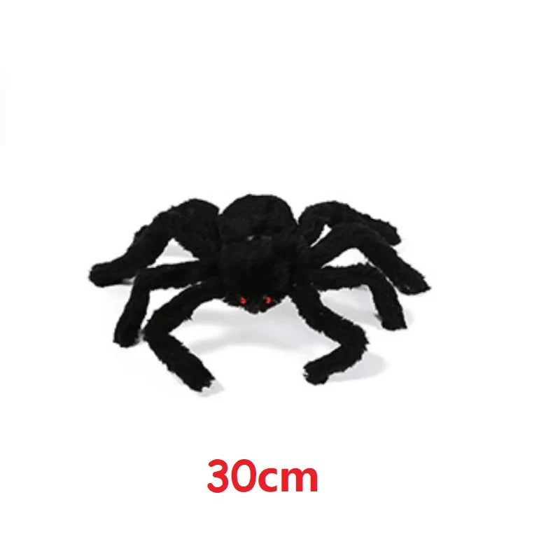 30/90/150cm Halloween Black Scary Giant Spider Huge Spider Web Halloween Decor Home Bar Haunted House Prop Holiday Outdoor Decor
