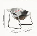 304 Stainless Steel Elevated Pet Bowl: Angled Tilted Feeder with Neck Support, Heat-Resistant & Easy-Clean for Crate or Home Use