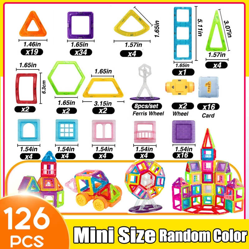 64-184Pcs Kids Magnetic Building Blocks Mini Size Magnet Toys for Boys Construction Set STEM Toy for Children Girls