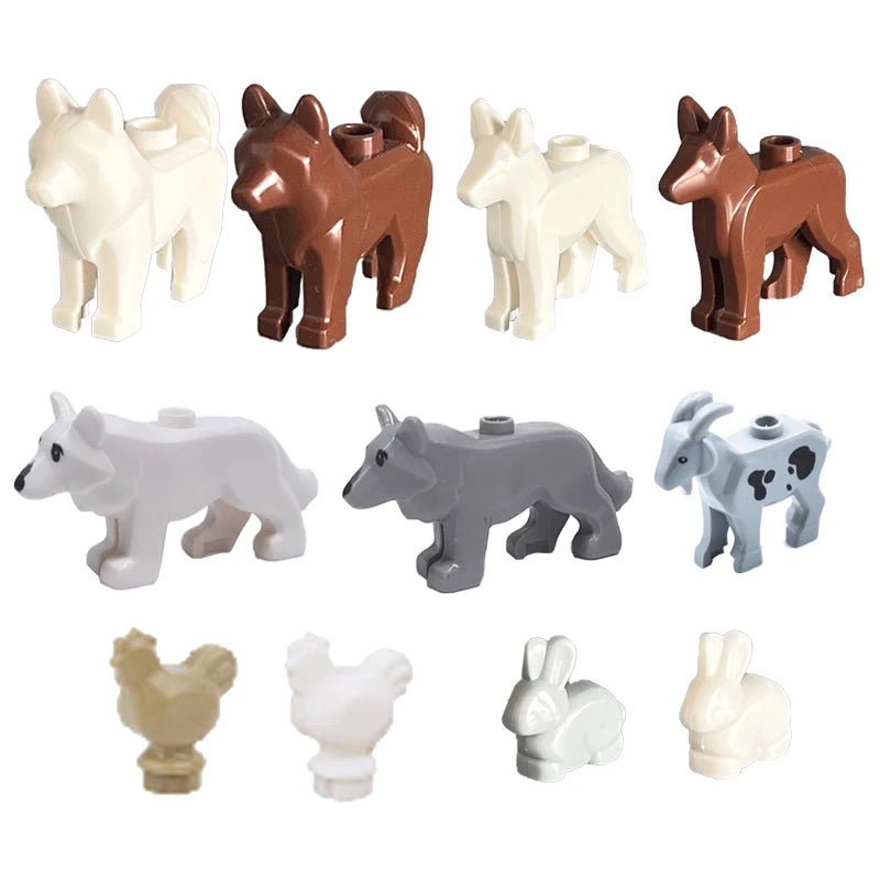 MOC Animal Scene Building Blocks Zoo Ducks Cat Dog Penguin Eagle Dove Wolf Bear Deer Shark Snake Mice Sheep DIY Toys Bricks K055