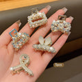 10 alloy rhinestone hair clips, fashionable small grab hair accessories