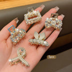10 alloy rhinestone hair clips, fashionable small grab hair accessories