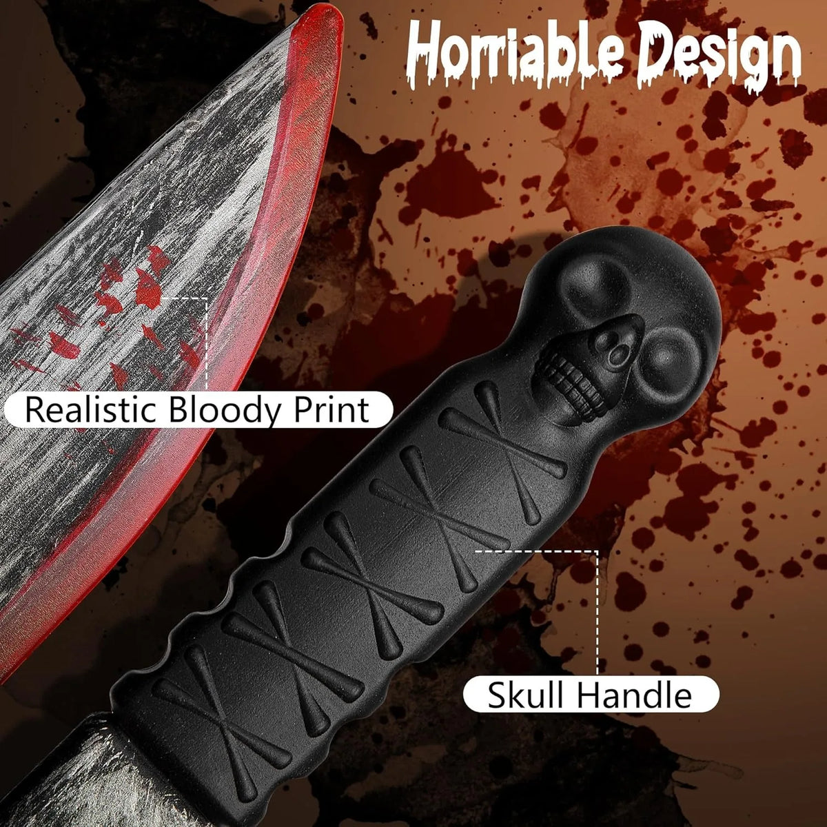 Halloween Bloody Butcher Knife Prop Scary Plastic Slasher Cleaver Knife Props for Halloween Haunted House Costume Accessories