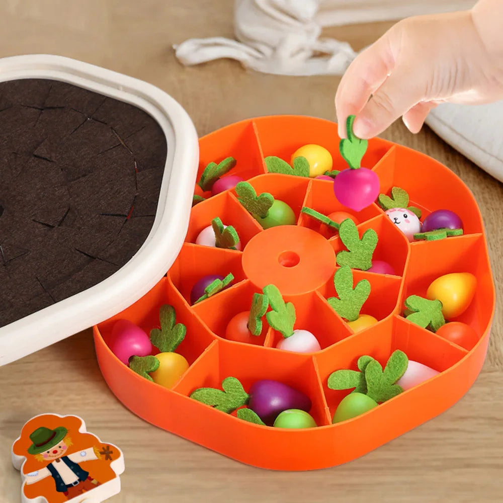 Children's Pull Radish Toy Fun Tabletop Carrot Harvest Game Teaching Aids Shape Sorting Matching Early Education Toys for Babies
