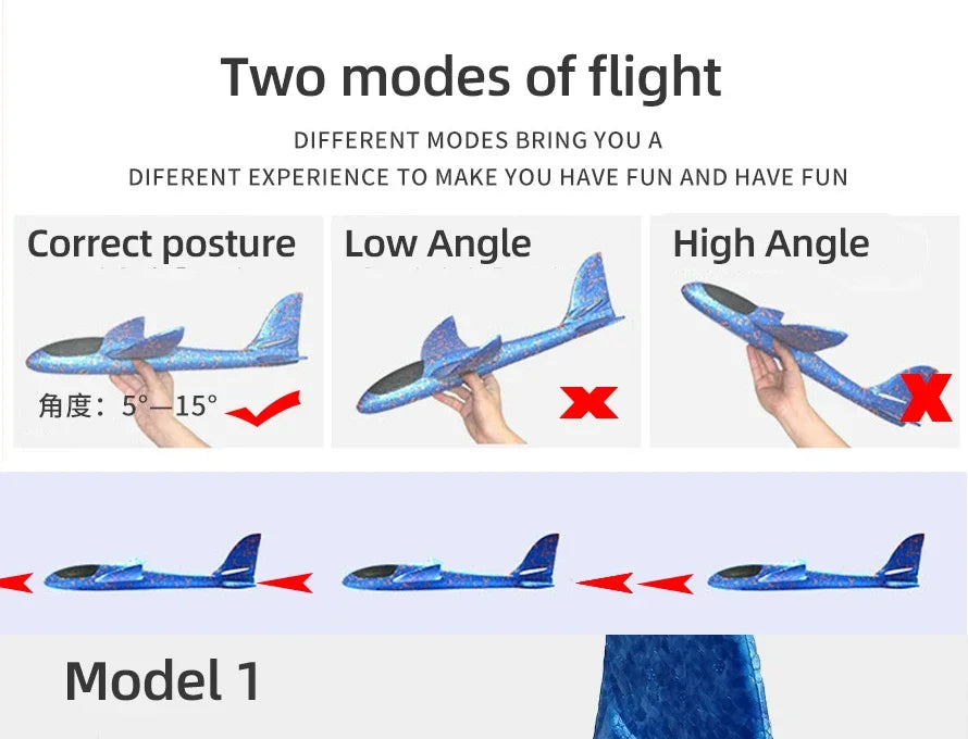 50CM Big Foam Plane Glider Hand Throw Airplane Light Inertial EPP Bubble Planes Outdoor Launch Toys for Boys Gift