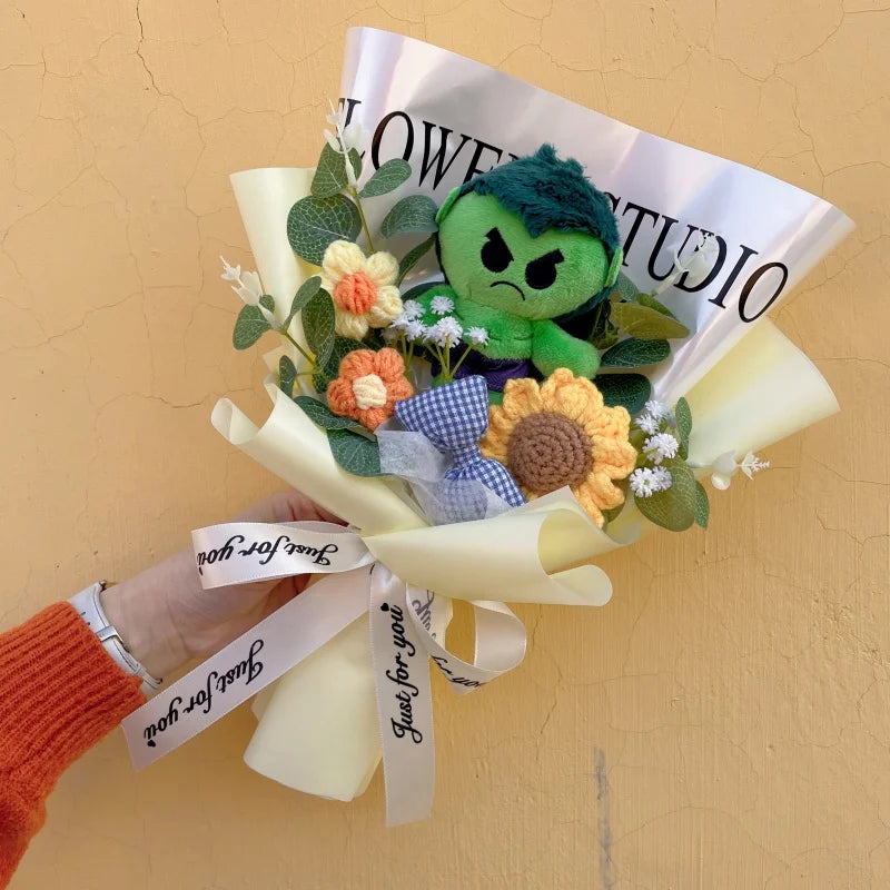 Amine Super Hero Spider-Man Stuffed Plush Dolls Creative Handmade Bouquets for Boys Graduation Christmas Birthday Gifts