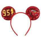 Disney Pixar Cars Kawaii Ear Headbands for Adults Lightning McQueen Hairband Cars on The Road Headwear Girl Bow Hair Accessories