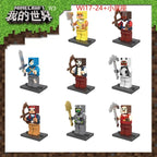 8pcs/lot Minecrafte Creeper Small Building Blocks EnderDragon DIY Steve Cube Skeleton Horse Figures Mini Building Block For Kids