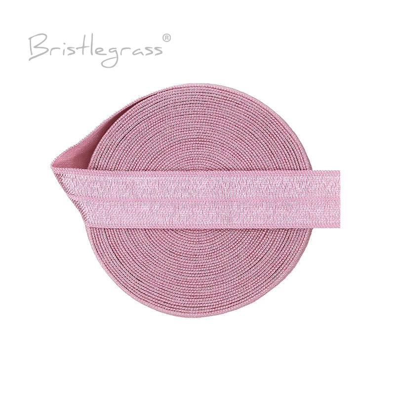 BRISTLEGRASS 2 5 10 Yard 5/8" 15mm Solid FOE Shiny Fold Over Elastic Spandex Satin Band Hair Tie Headband Dress Sewing Lace Trim