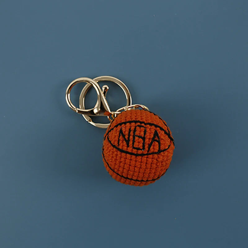 Creative Crochet Soccer Keyrings Wholesale Knitting Basketball Keychain Cute Sport Ball Series Crochet Keychain Custom Accessory