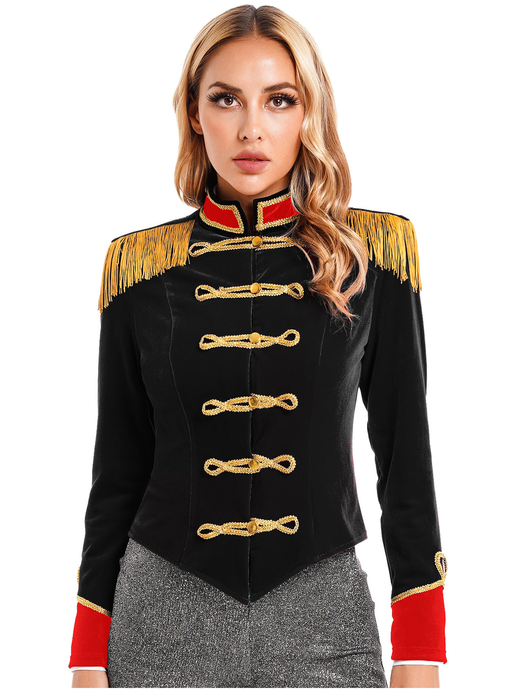 Women Circus Ringmaster Costume Showman Majorette Tassel Tailcoat Jacket Halloween Carnival Lion Tamer Cosplay Costumes