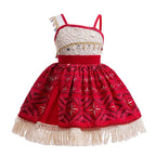 New Movie Moana 2 Dress for Girls Adventure Costume Girl Princess Fancy Clothes Children Vaiana Carnival Party Necklace Pig Set