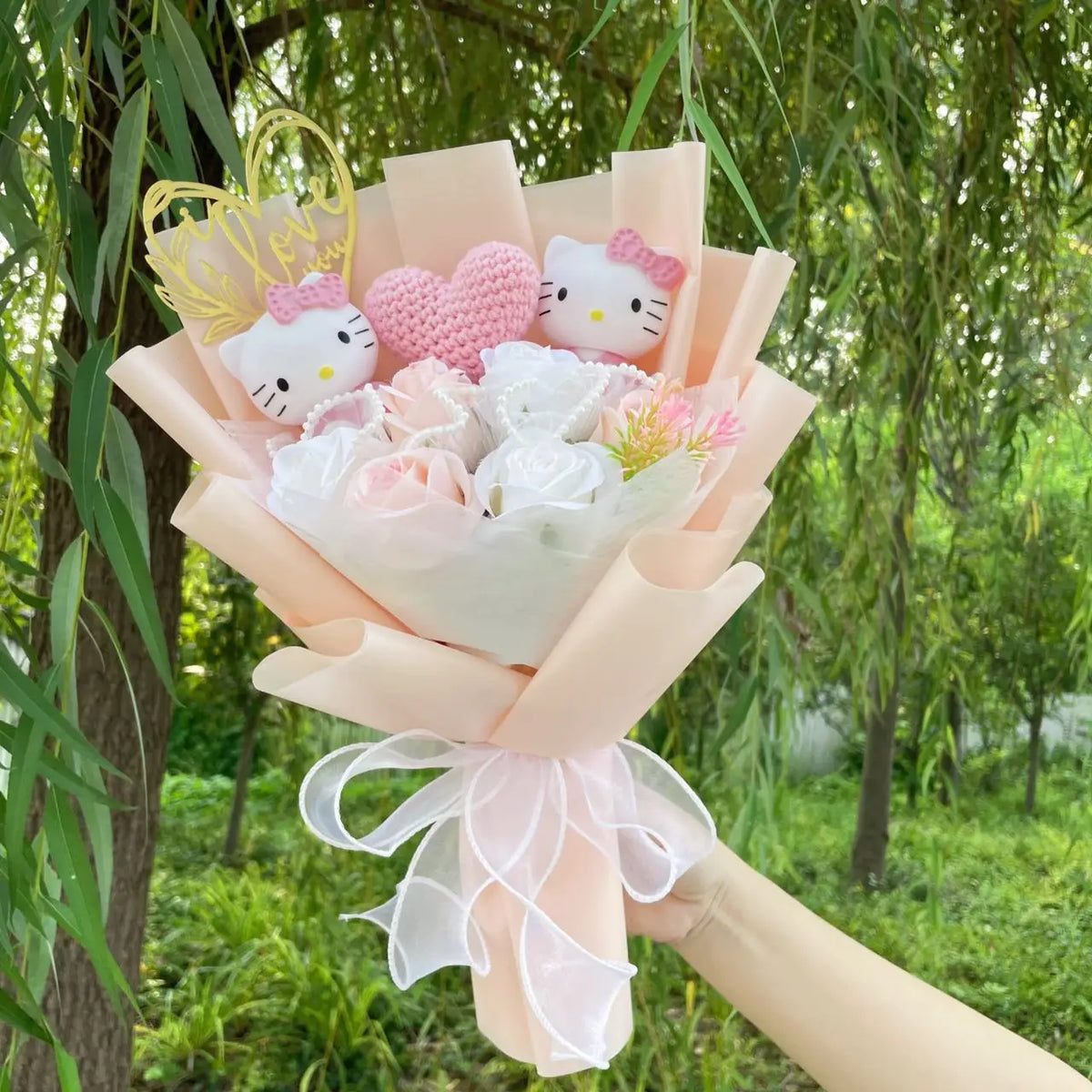 Cartoon Hello Kitty Plush Bouquet Plush Doll Toy Stuffedn Animals Christmas Valentine Graduation Birthday Gifts For Girls