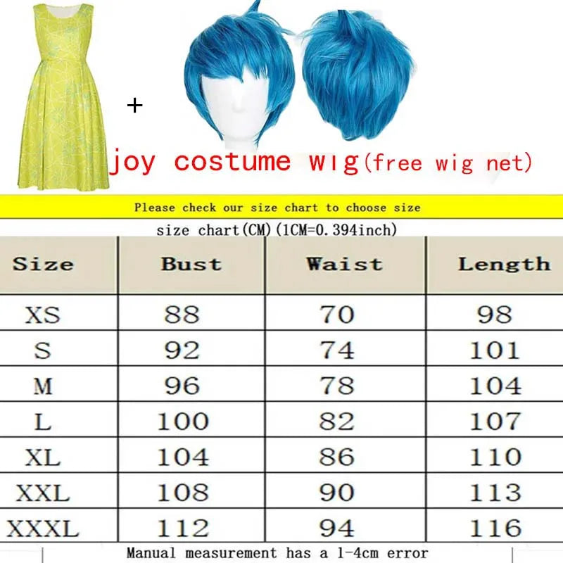 Movie Joy Disgust Cosplay Costume for Women Dress Halloween Costume Joy Disgust Outfits for Women Role Play
