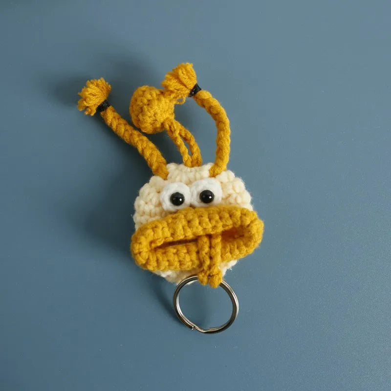 Funny Crochet Keychains Knitting Cute Sausage Mouth Doll Key Holder Knitted Storage Bag Keyrings For Car Keys Wholesale Custom