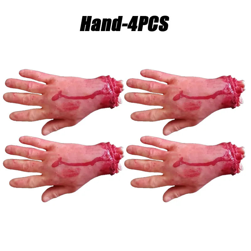Horror Halloween Decoration Lifelike Bloody Severed Limbs Set Terrifying Fake Body Parts for Haunted House Prank Party