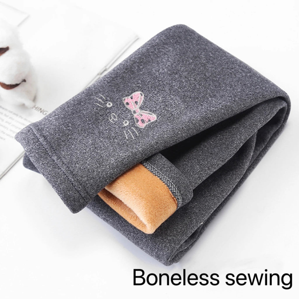 Girl Winter Leggings Fleece-lined Thermal Tights Outdoor Wear Multi-Color Autumn Winter Cute Kids Bottoms Thickened Warm Pants