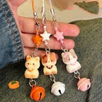 1/3 Pcs Cute Cat Phone Chain Pendant Versatile Bell Star Pendant Cartoon 3D Cat Bag Keychain Pendant
