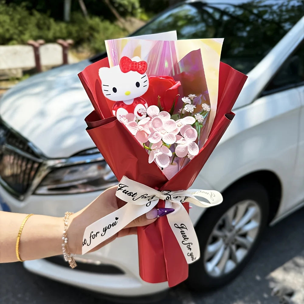 Sanrio Artificial Flowers Bouquet Hello Kitty Rose Bouquet Hello Kitty Artificial Roses New Year Gift Hello Kitty Rose Bouquet P
