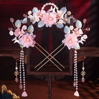 Chinese Hanfu Hair Stick Hairpin Earrings Hair Accessories Set Long Fringed Vintage Hairpin Flower Handmade Wedding Hair Jewelry