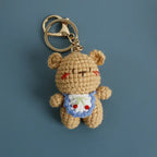 Cute Small Bear Keyrings For Couple Gifts Handmaking Knitted Bear Doll Keychain Animal Doll Crochet Keychain Custom Accessories