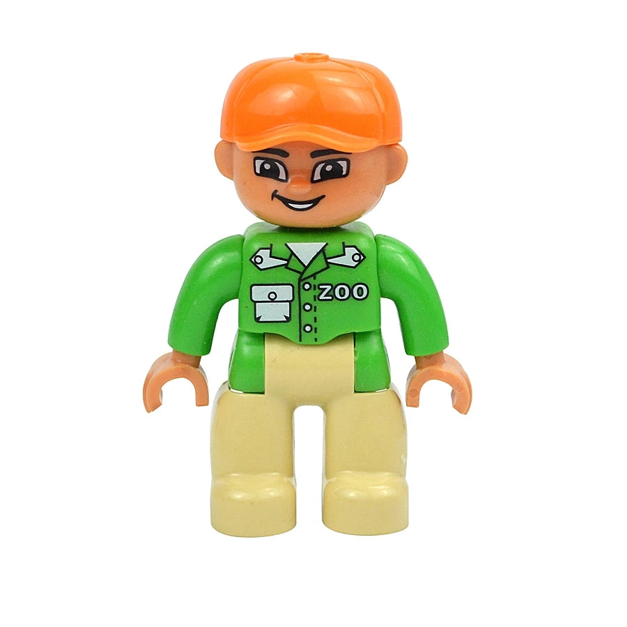 Big Size Figures Building Block Doll Family Farmer Pirate Worker Doctor Policemen Large Brick Compatible Build House Duploes Toy