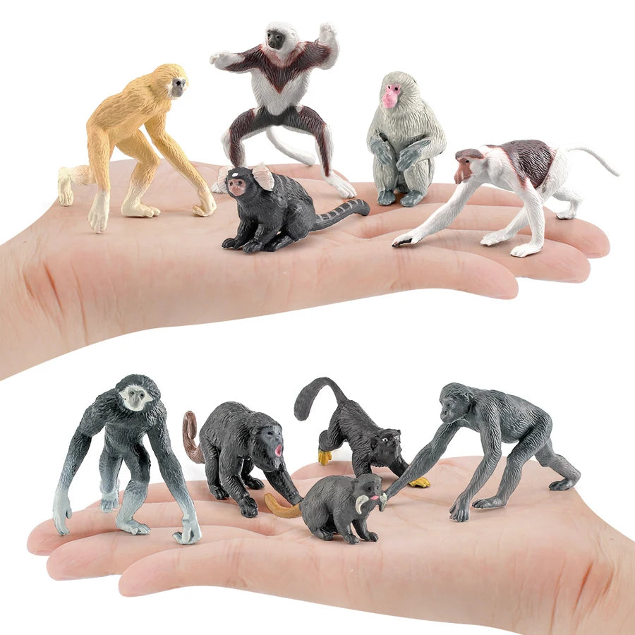 Simulation Mini  Farm Poultry Puppy Crocodile Pegasus Monkey Bird Wildlife Figurine Animal Model Sets Education Kid Toys