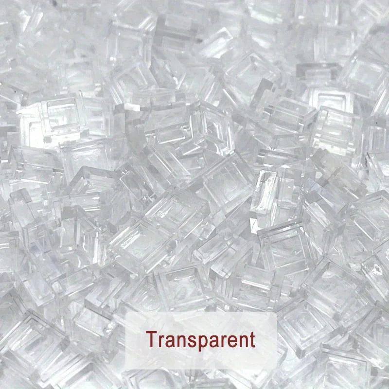 200PCS 1x1 Transparent Clear Colorful Bricks Flat Tile Smooth Building Blocks DIY Educational Creative Parts Toy for Kids 3070