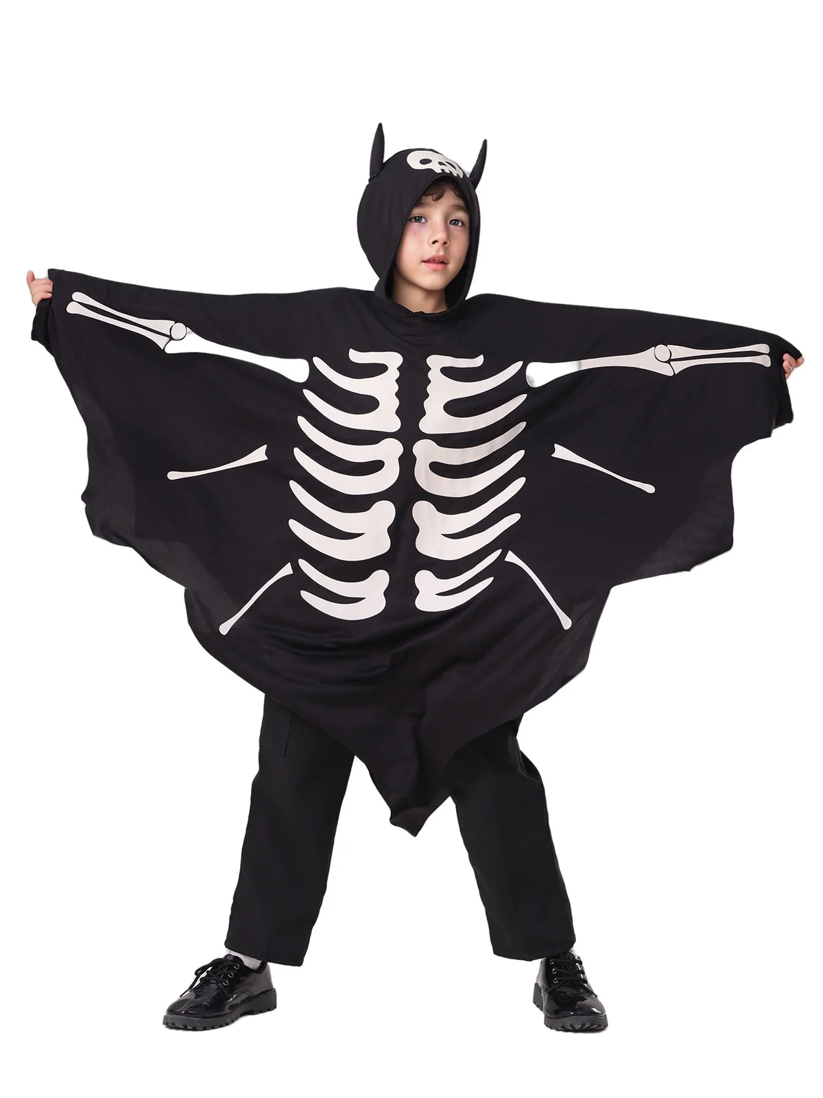 Boys Luminous Ghost Bat Cosplay Cape Horror Themed Party Outfit For Kids Halloween Costumes