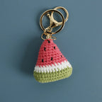 Cute Fruit Series Crochet Keychain Handmaking Knitted Strawberry Keyrings Cute Cherry Keyrings For Bag Pendant Custom Accessory