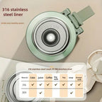 304 Stainless Steel Vacuum Insulated, Portable Thermal Water Bottle With Cup Lid & Carry Strap, Leakproof Hot Cold Flask For Travel Outdoor Office