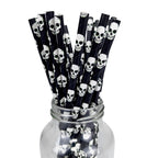 25/50/100pcs Halloween Theme Disposable Paper Straws Spider Skull Pumpkin Bat Pattern Happy Halloween Party Decor Supplies