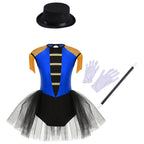 Girls Circus Ringmaster Cosplay Costume Sleeveless Sequin Tassels Leotard Ballet Tutu Dress Unitard Halloween Cosplay Lion Tamer