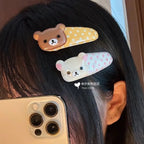Kawaii Rilakkuma Bangs Side Clip Cartoon Cute Wave Point BB Hair Clip Lazy Bear Angel Winged Versatile Hairpin Birthday Gifts