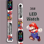Mario Bros Digital Watch for Kids Waterproof Sport Wristband Luigi Princess Peach Yoshi Bowser Action Figures Children