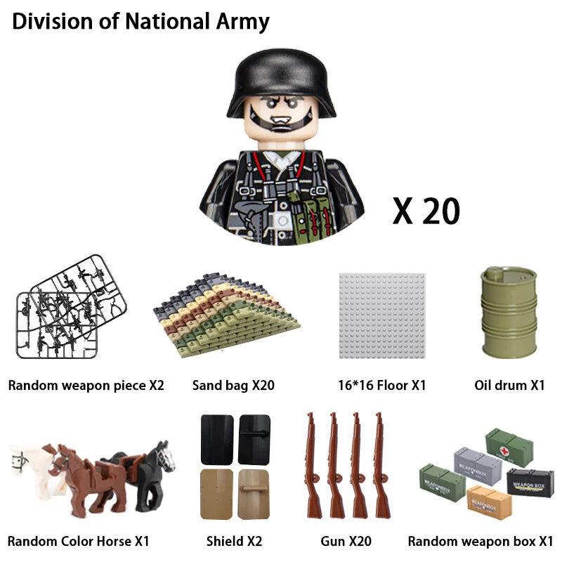 40/set World War II military building blocks National army soldier Character weapon assembly building block Children's toy gifts